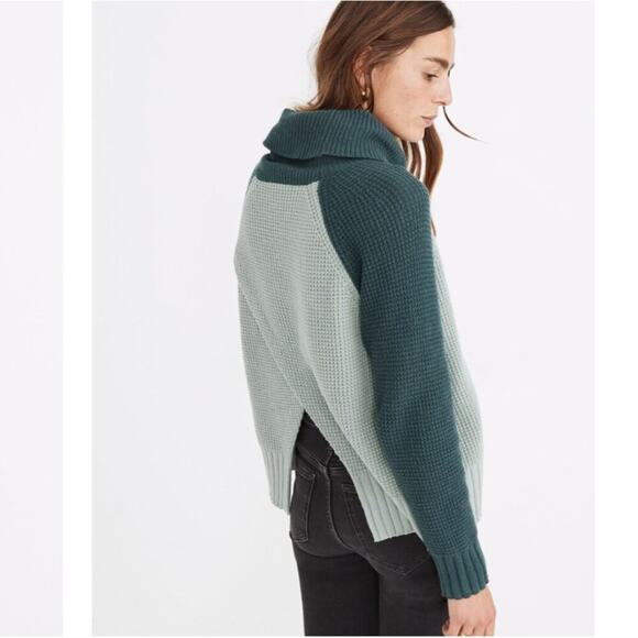 Madewell Colorblock Eastbrook Turtleneck Cross-Back Sweater - Picture 2 of 8